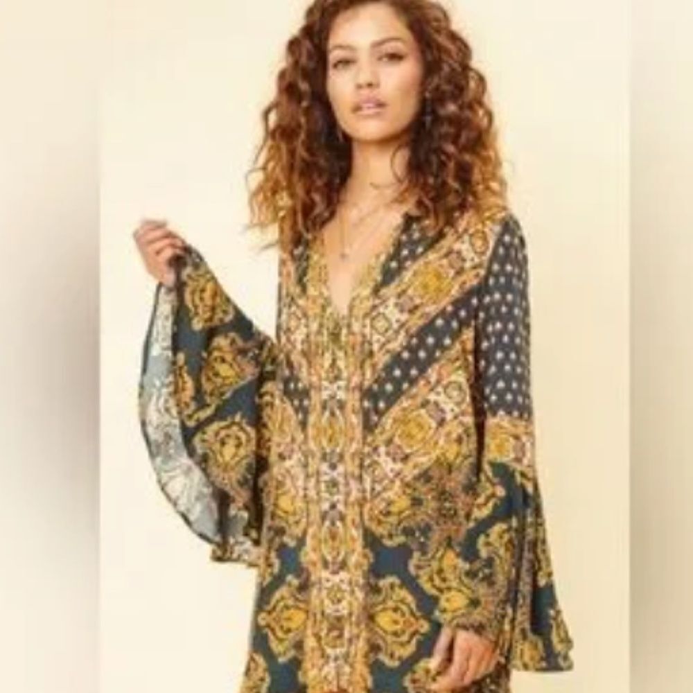 COPY - Free People Magic Mystery Bell Sleeve Tunic Top BOHO XS - Picture 2 of 6